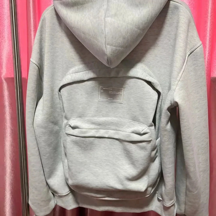 Spring Autumn New Men's American Heavy-duty Hoodie Zipper Backpack Bag Design Sweatshirt Men Women Jacket Hooded For Male Coats
