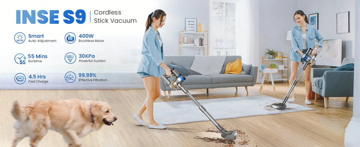 INSE 400W Cordless Handheld Vacuum Cleaner – 1–2L with Crevice Nozzle