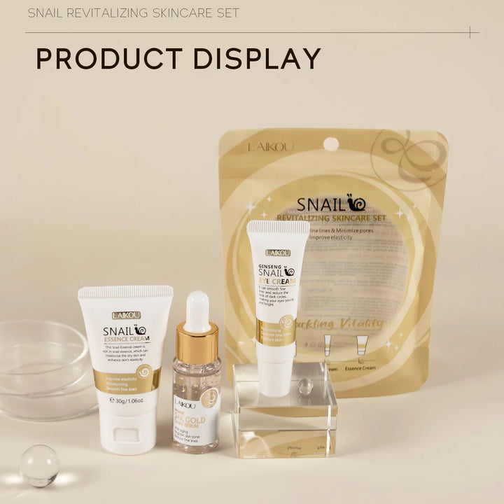 LAIKOU Revitalizing Skincare Set – Snail Moisturizing Cream | Unisex | Face Use | 3-Year Shelf Life