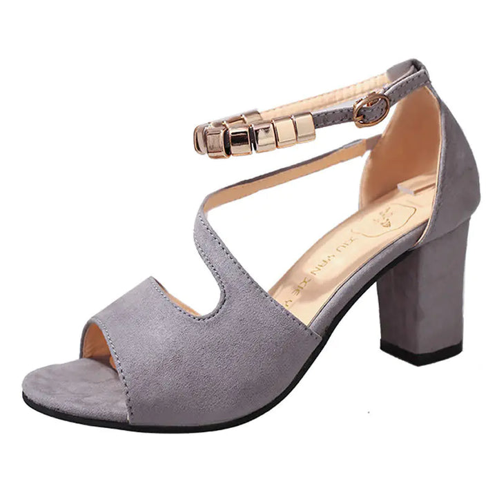 Women’s Fashion Block Heel Sandals – Mid Heel with Adjustable Buckle | Chic & Comfortable